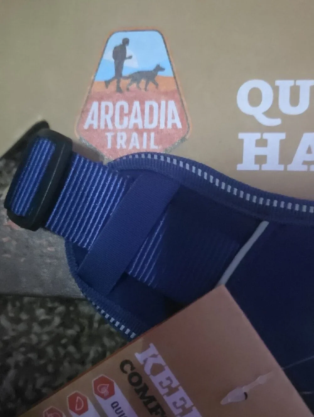 Arcadia Quick-Dry Reflective Dog Harness in Navy Blue MEDIUM NWT